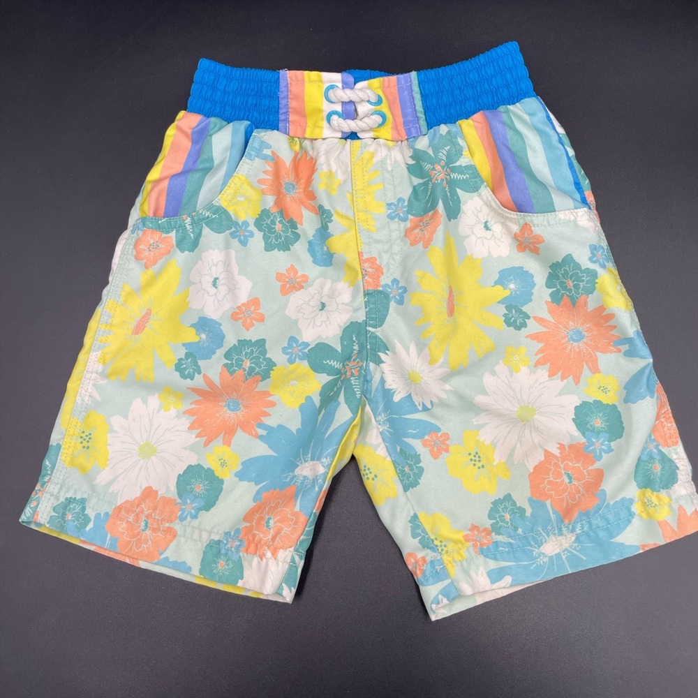 Boys Matilda Jane 4T coral, yellow, blue swim trunks